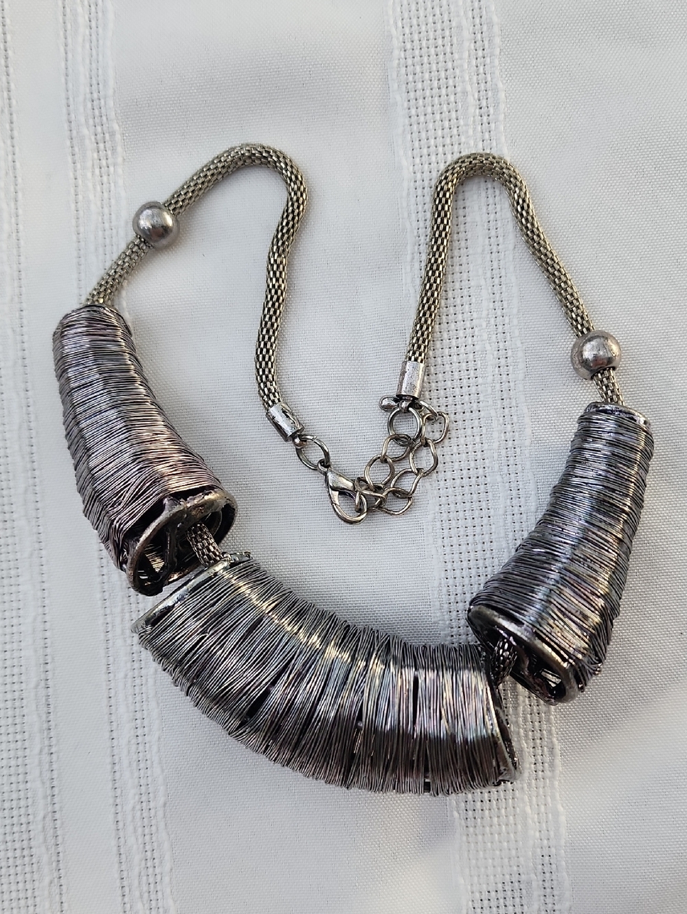 Silver Wrapped Statement Necklace - Women Jewelry